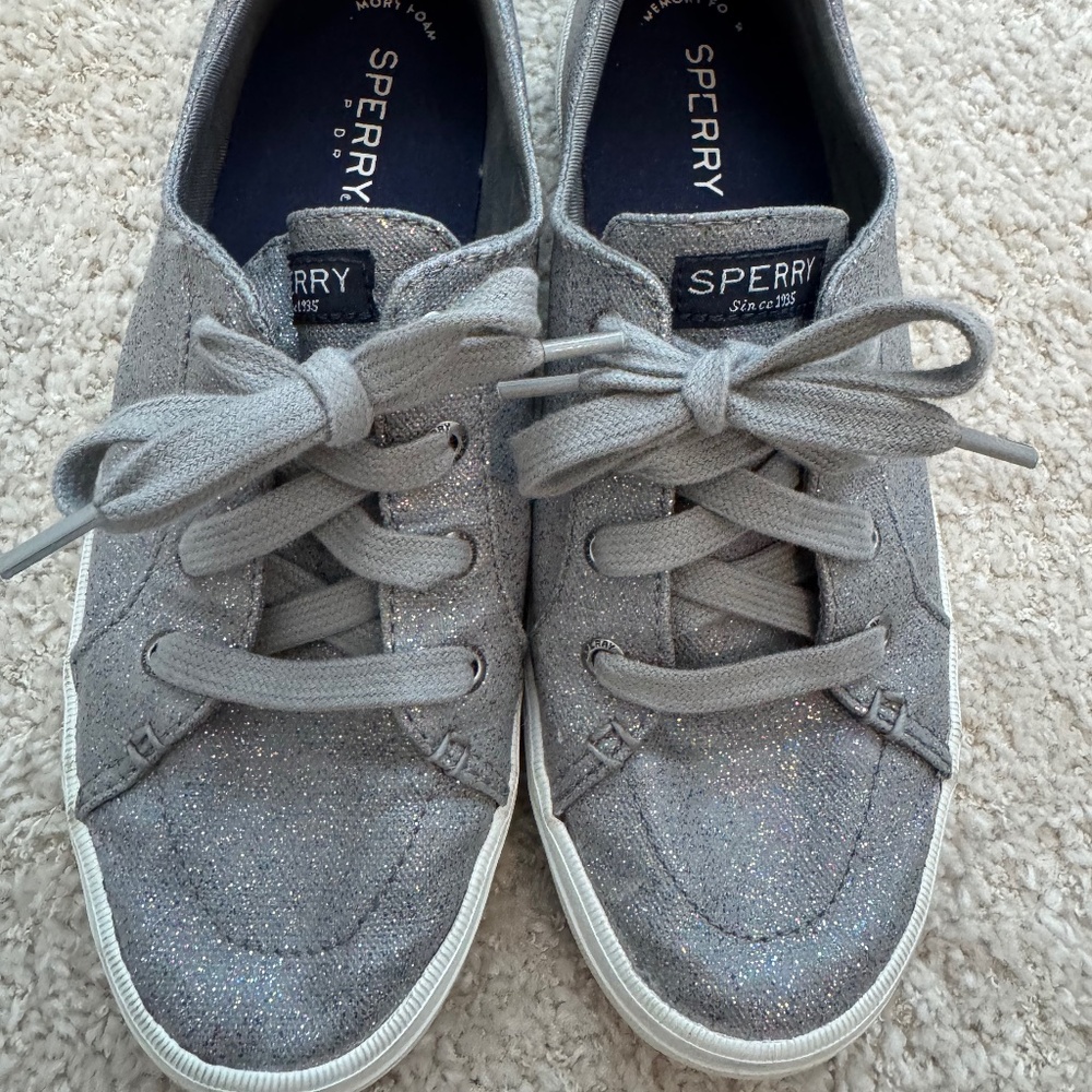 Women's Sperry's - Grey/Silver sparkle - Size 8